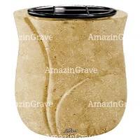 Macetero para flores Charme 19cm En marmol de Trani, interior en plástico