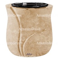 Flowers pot Charme 19cm - 7,5in In Travertino marble, plastic inner