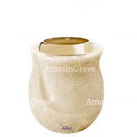 Base for grave lamp Gondola 10cm - 4in In Trani marble, with golden steel ferrule