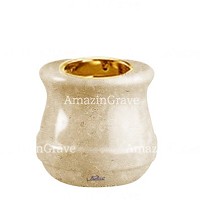 Base per lampada votiva Calyx 10cm In marmo di Trani, con ghiera a incasso dorata