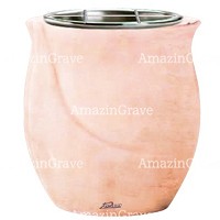 Jardinière Gondola 19cm En marbre Rosa Bellissimo, intérieur acier