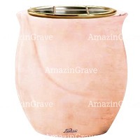 Flowers pot Gondola 19cm - 7,5in In Rosa Bellissimo marble, golden steel inner
