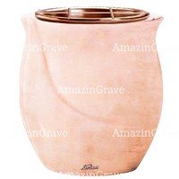 Vasca portafiori Gondola 19cm In marmo Rosa Bellissimo, interno in rame