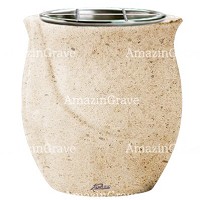 Flowers pot Gondola 19cm - 7,5in In Calizia marble, steel inner