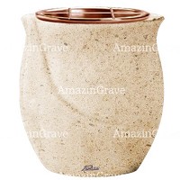 Macetero para flores Gondola 19cm En marmol Calizia, interior en cobre