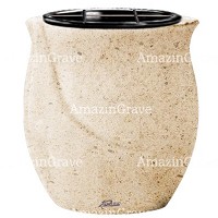 Flowers pot Gondola 19cm - 7,5in In Calizia marble, plastic inner