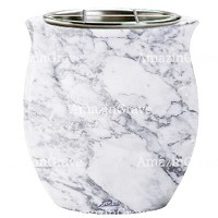 Vasca portafiori Gondola 19cm In marmo di Carrara, interno in acciaio