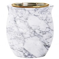 Flowers pot Gondola 19cm - 7,5in In Carrara marble, golden steel inner