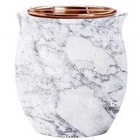 Jardinière Gondola 19cm En marbre Carrara, intérieur cuivre