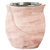 Vasca portafiori Gondola 19cm In marmo Rosa Portogallo, interno in acciaio