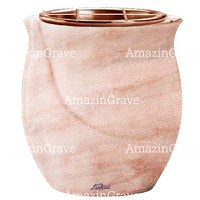 Vasca portafiori Gondola 19cm In marmo Rosa Portogallo, interno in rame