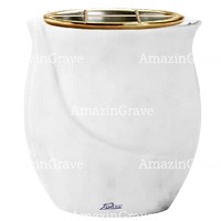 Flowers pot Gondola 19cm - 7,5in In Sivec marble, golden steel inner