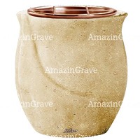 Flowers pot Gondola 19cm - 7,5in In Trani marble, copper inner