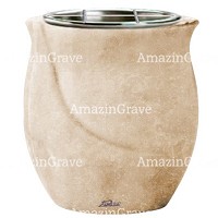 Jardinière Gondola 19cm En marbre Travertino, intérieur acier