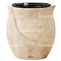 Macetero para flores Gondola 19cm En marmol Travertino, interior en plástico