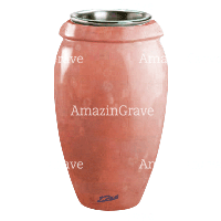 Vase à fleurs Amphòra 20cm En marbre Rosa Bellissimo, intérieur acier