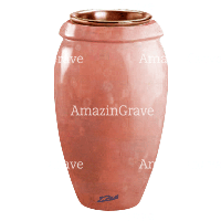 Vase à fleurs Amphòra 20cm En marbre Rosa Bellissimo, intérieur cuivre