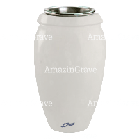 Flower vase Amphòra 20cm - 8in In Pure white marble, steel inner