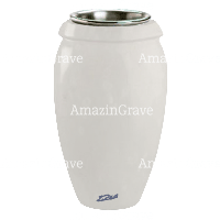 Grabvase Amphòra 20cm Reinweiss Marmor, Stahl Innen