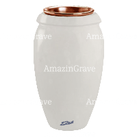 Flower vase Amphòra 20cm - 8in In Pure white marble, copper inner