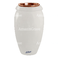 Grabvase Amphòra 20cm Reinweiss Marmor, Kupfer Innen