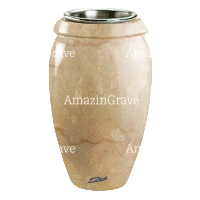 Flower vase Amphòra 20cm - 8in In Botticino marble, steel inner
