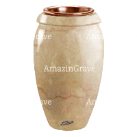 Vaso portafiori Amphòra 20cm In marmo di Botticino, interno in rame