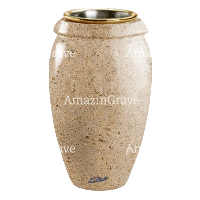 Flower vase Amphòra 20cm - 8in In Calizia marble, golden steel inner
