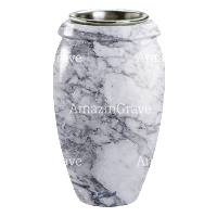 Flower vase Amphòra 20cm - 8in In Carrara marble, steel inner