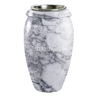 Vaso portafiori Amphòra 20cm In marmo di Carrara, interno in acciaio