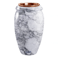 Vaso portafiori Amphòra 20cm In marmo di Carrara, interno in rame