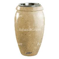 Flower vase Amphòra 20cm - 8in In Trani marble, steel inner