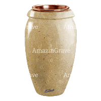 Vaso portafiori Amphòra 20cm In marmo di Trani, interno in rame