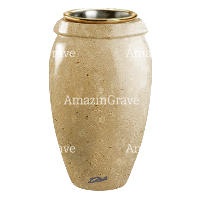 Flower vase Amphòra 20cm - 8in In Trani marble, golden steel inner