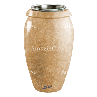 Flower vase Amphòra 20cm - 8in In Travertino marble, steel inner