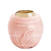 Base for grave lamp Calla 10cm - 4in In Rosa Bellissimo marble, with golden steel ferrule