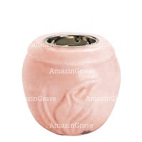 Base for grave lamp Calla 10cm - 4in In Rosa Bellissimo marble, with recessed nickel plated ferrule