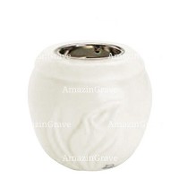 Base for grave lamp Calla 10cm - 4in In Pure white marble, with recessed nickel plated ferrule