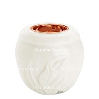 Base for grave lamp Calla 10cm - 4in In Pure white marble, with recessed copper ferrule
