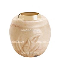 Base for grave lamp Calla 10cm - 4in In Botticino marble, with golden steel ferrule