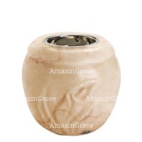 Base pour lampe funéraire Calla 10cm En marbre Botticino, avec griffe nickel à encastré