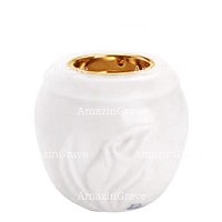 Base for grave lamp Calla 10cm - 4in In Sivec marble, with recessed golden ferrule