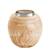 Base per lampada votiva Calla 10cm In marmo Travertino, con ghiera in acciaio