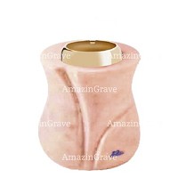 Base for grave lamp Charme 10cm - 4in In Rosa Bellissimo marble, with golden steel ferrule