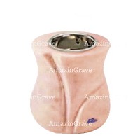 Base for grave lamp Charme 10cm - 4in In Rosa Bellissimo marble, with recessed nickel plated ferrule