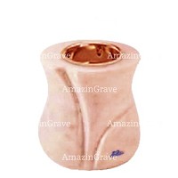 Base for grave lamp Charme 10cm - 4in In Rosa Bellissimo marble, with recessed copper ferrule