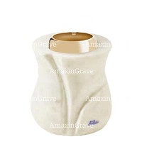 Base pour lampe funéraire Charme 10cm En marbre Blanc Pur, avec griffe acier doré