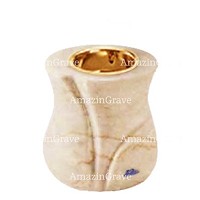 Base for grave lamp Charme 10cm - 4in In Botticino marble, with recessed golden ferrule