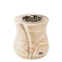 Base for grave lamp Charme 10cm - 4in In Botticino marble, with recessed nickel plated ferrule