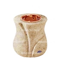 Base for grave lamp Charme 10cm - 4in In Calizia marble, with recessed copper ferrule